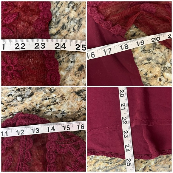 Vtg Y2k Retro Xhilaration Burgundy Lace Tunic Blouse Dark Coquette Preppy Boho L - Picture 5 of 11